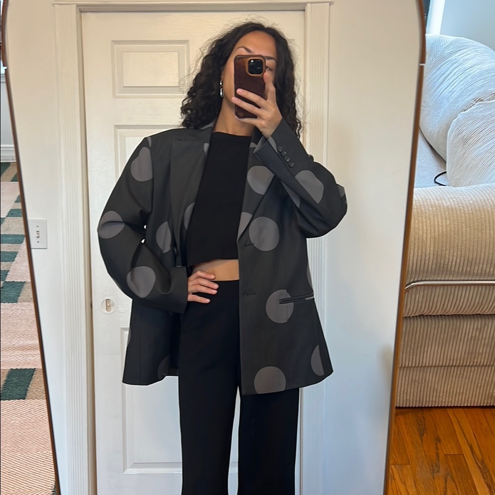 COS Gray Polka Dot Blazer